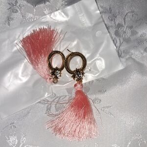 Elegant Pink Tassel Earrings